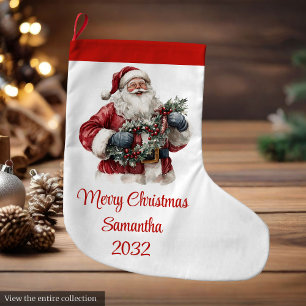 Cute Santa Claus Kids Festive Merry Christmas  Large Christmas Stocking
