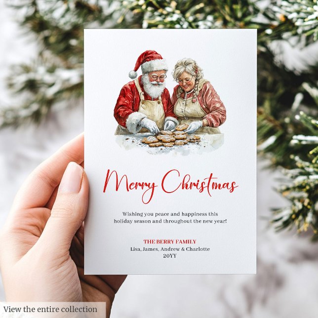 Cute Santa Claus Kids Stylish Red Green Greeting  Holiday Card (Cute Santa Claus Kids Stylish Red Green Greeting Card)