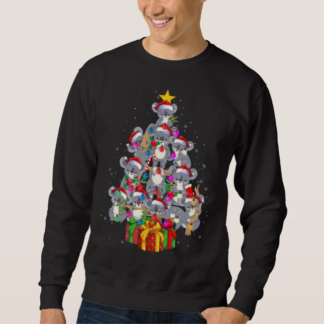 Cute Santa Claus Koala Bear Christmas Tree Lights  Sweatshirt (Front)