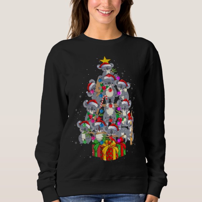Cute Santa Claus Koala Bear Christmas Tree Lights  Sweatshirt (Front)