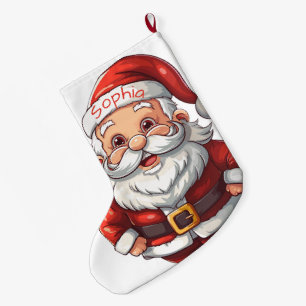 Cute Santa Claus Large Christmas Stocking