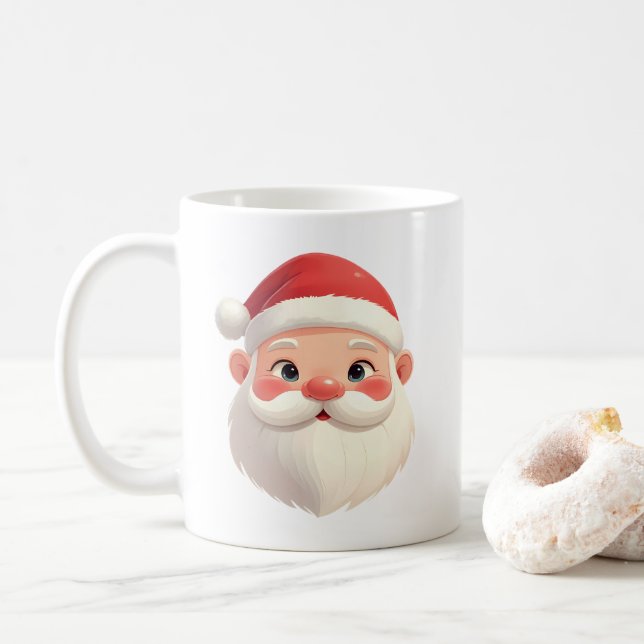 Cute Santa Claus Merry Christmas Coffee Mug (With Donut)