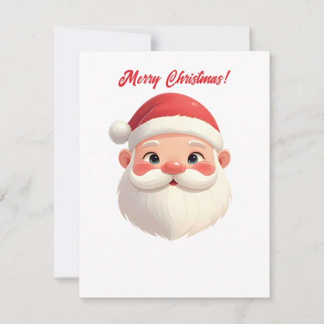 Cute Santa Claus Merry Christmas Holiday Card (Front)