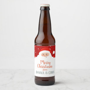 Cute Santa Claus - Merry Christmas  – Personalized Beer Bottle Label
