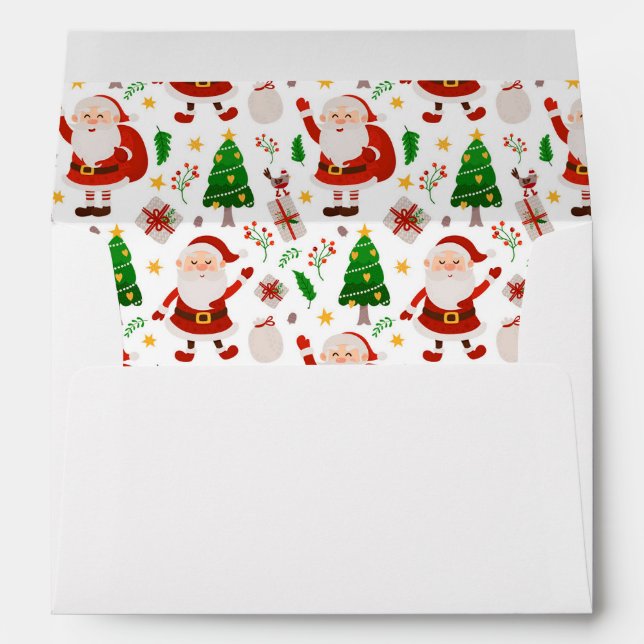 Cute Santa Claus Pattern Christmas Holiday Card Envelope (Back (Bottom))