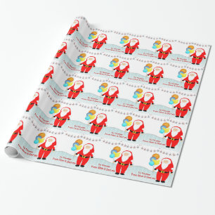 Cute Santa Claus Personalised Gift Wrap For Kids