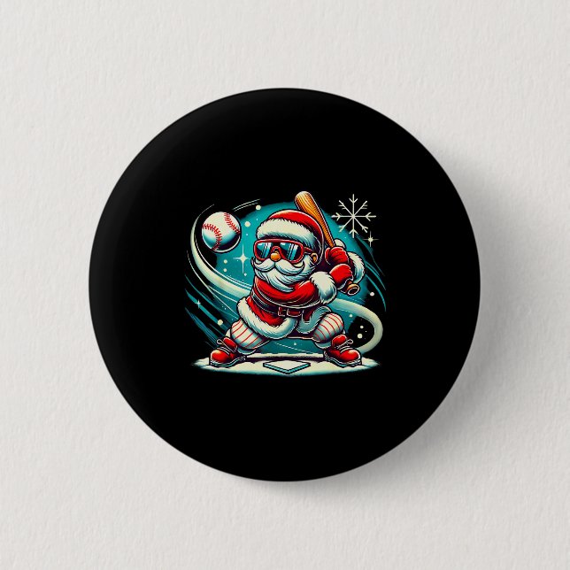 Cute Santa Claus Playing Baseball Boys Kids Teens  6 Cm Round Badge (Front)