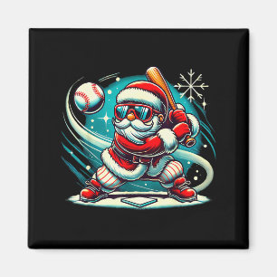 Cute Santa Claus Playing Baseball Boys Kids Teens Magnet