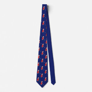 Cute Santa Claus Playing Golf Royal Blue Holiday Tie