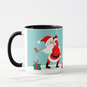 Cute Santa Claus plays golf illustration Mug