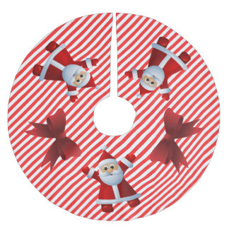 Cute Santa Claus Red Bows Merry Christmas Brushed Polyester Tree Skirt
