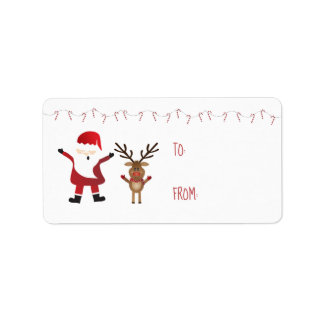 Cute Santa Claus Reindeer Candy Canes Red Label
