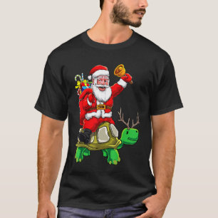 Cute Santa Claus Riding Reindeer Turtle Boys Girls T-Shirt