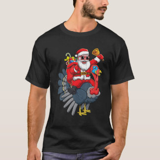 Cute Santa Claus Riding Turkey Thanksgiving Boys C T-Shirt