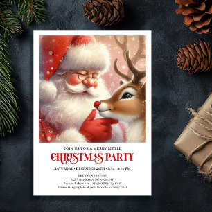 Cute Santa Claus Rudolph Cozy Christmas Eve Party  Invitation