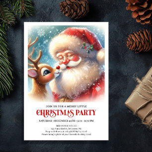 Cute Santa Claus Rudolph Festive Christmas Eve Invitation