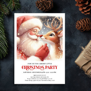 Cute Santa Claus Rudolph Holiday Spirit Cozy Party Invitation
