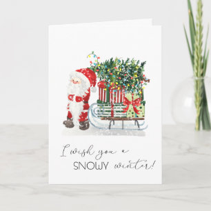 Cute Santa Claus,Sleigh,Presents Holiday Card