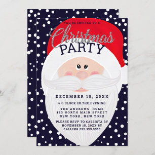 Cute Santa Claus Watercolor Christmas Party Invitation