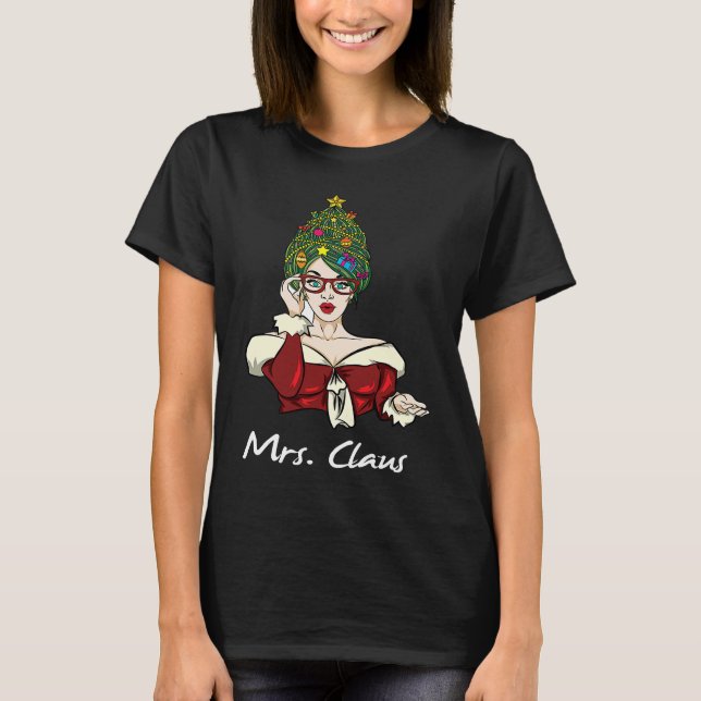 Cute Santa Claus Wife Husband Christmas  Girls Wom T-Shirt (Front)