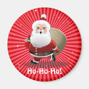 Cute Santa Claus With A Sack Full Of Presents Magnet