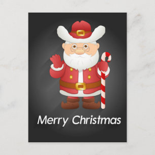 Cute Santa Claus With Candy Cane Postcard