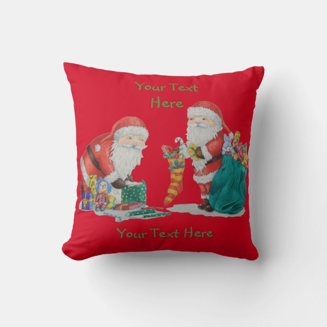 Cute santa clause getting ready for Christmas Cushion (Front)
