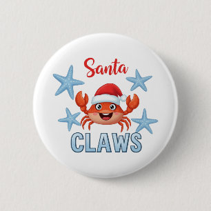 Cute Santa Claws Funny Christmas Crab Holiday 6 Cm Round Badge