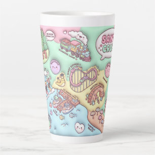 Cute Santa Cruz California Neighbourhood Map UCSC Latte Mug
