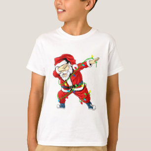 Cute Santa Dabbing Lights Christmas Boy T-Shirt