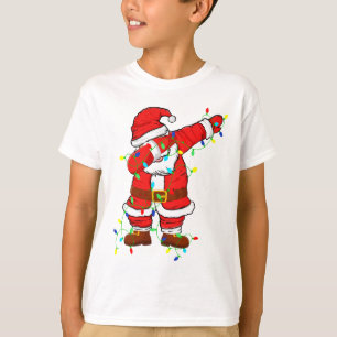 Cute Santa Dabbing Lights Christmas Boy T-Shirt