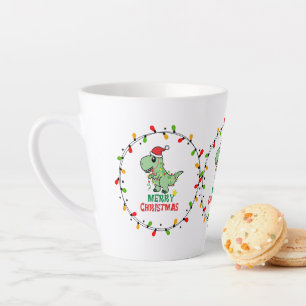 Cute Santa Dino Merry Christmas Latte Mug
