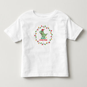 Cute Santa Dino Merry Christmas Toddler T-Shirt