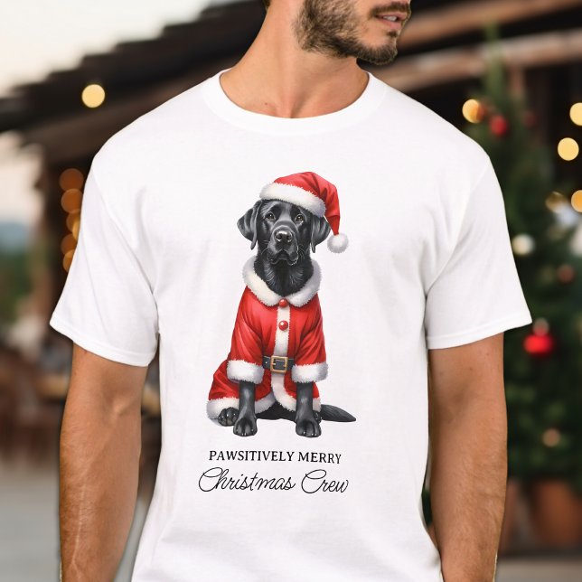 Cute Santa Dog Black Labrador Retriever Christmas T-Shirt (Creator Uploaded)