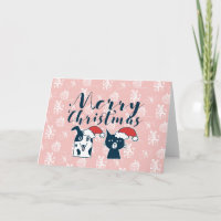 Cute Santa Dog & Cat Illustration Christmas