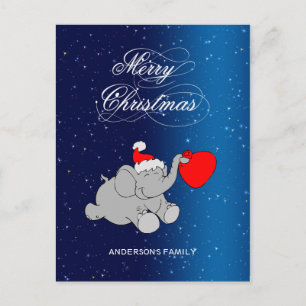Cute Santa Elephant Holiday Postcard