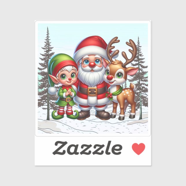 Cute Santa, Elf and Reindeer Christmas  (Sheet)