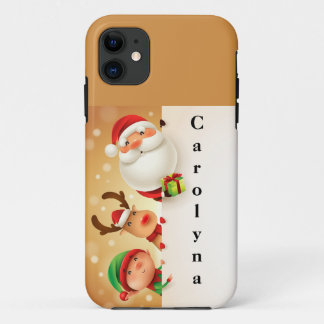 Cute Santa ,Elf and reindeer Printed Personalised iPhone 11 Case