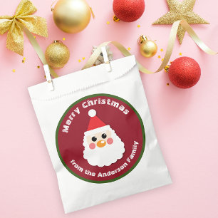 Cute Santa Face Red Green Merry Christmas Favour Bag