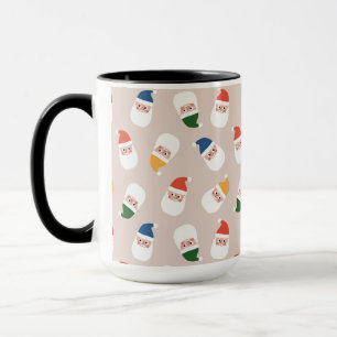 Cute Santa Faces Christmas Pattern Mug