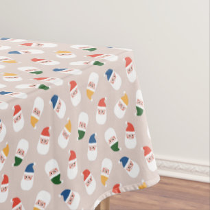 Cute Santa Faces Christmas Pattern Tablecloth