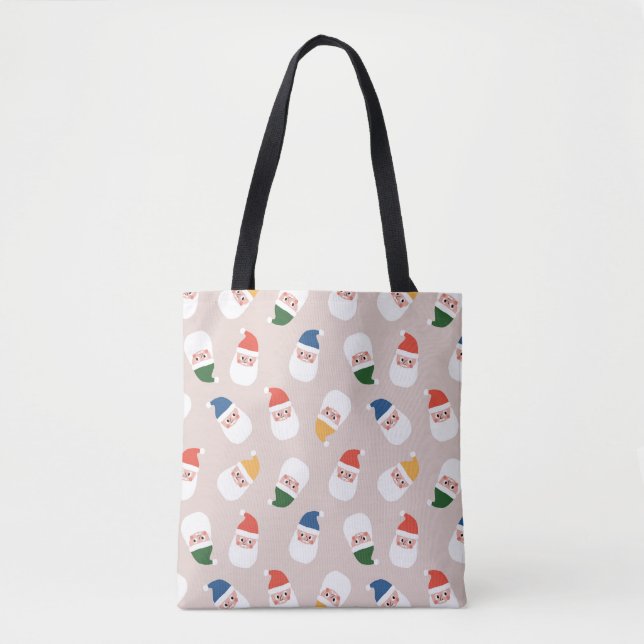 Cute Santa Faces Christmas Pattern Tote Bag (Front)