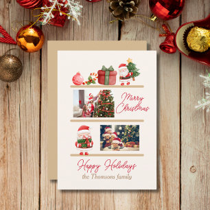 Cute Santa Family Photo Merry Christmas Holiday Card