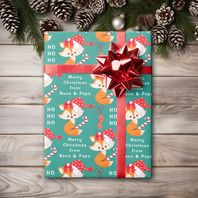 Cute Santa Fox Personalised Christmas Wrapping Paper (Creator Uploaded)