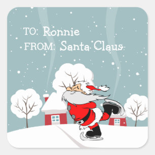 Cute Santa Gift   Personalised Square Sticker