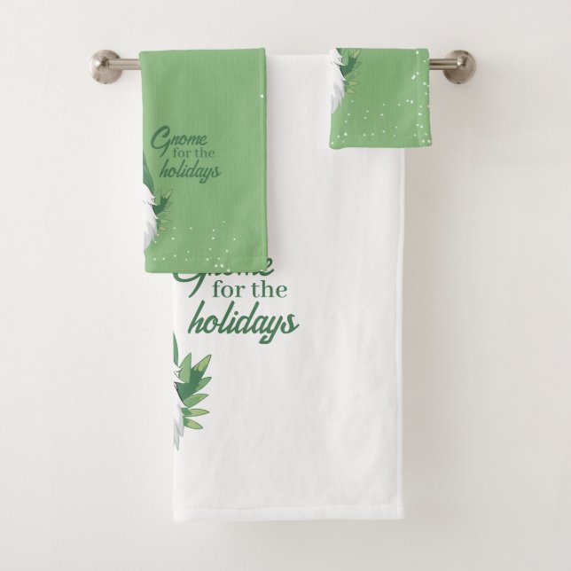 Cute Santa Gnome for the Holidays Bath Towel Set (Insitu)