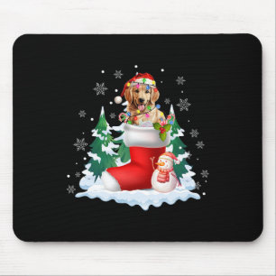 Cute Santa Golden Retriever In Christmas Socks Dog Mouse Pad