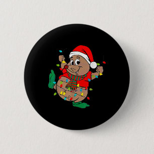 Cute Santa Gus Christmas Lights 6 Cm Round Badge