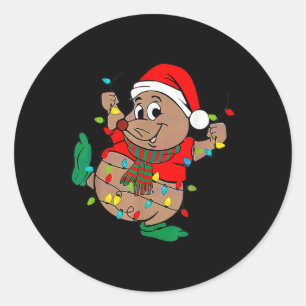 Cute Santa Gus Christmas Lights Classic Round Sticker