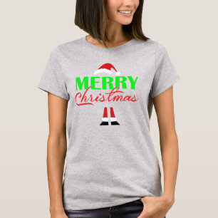Cute Santa Hat and Legs Merry Christmas T-Shirt